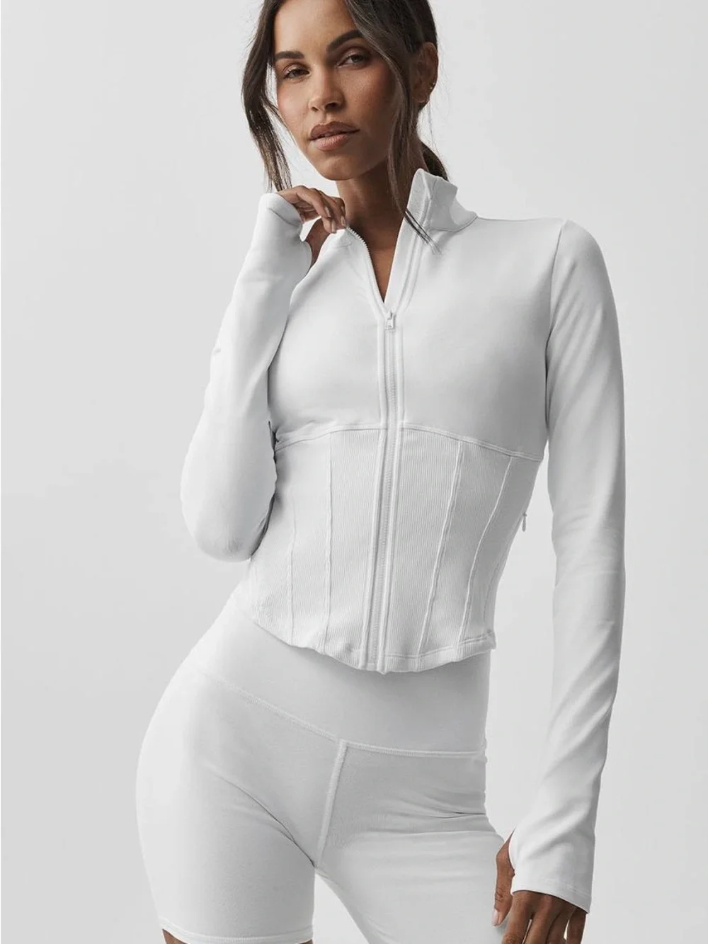 ALO AIRBRUSH CORSET FULL ZIP JACKET